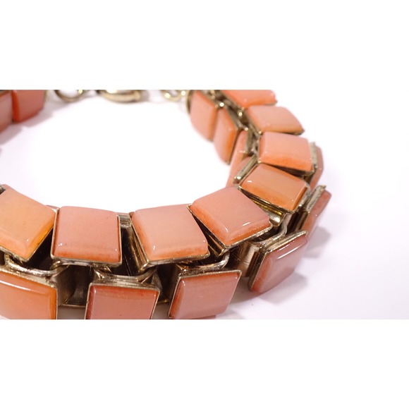 Neiman Marcus Women's Chunky Tile Box Link Bracelet Carmel NWT 240 - Picture 4 of 7